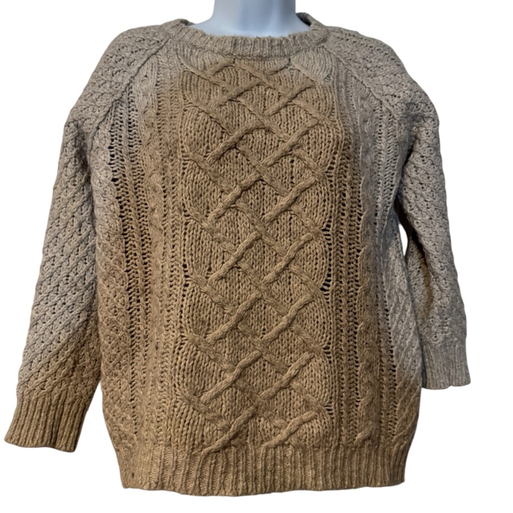LOFT Cable Knit Sweater - Brown and Tan